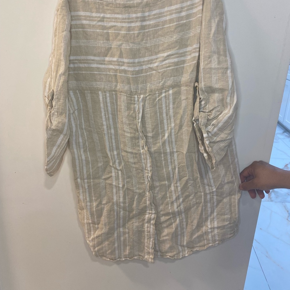 Ellen Tracy Tan Striped Women's Top - Picture 2 of 3
